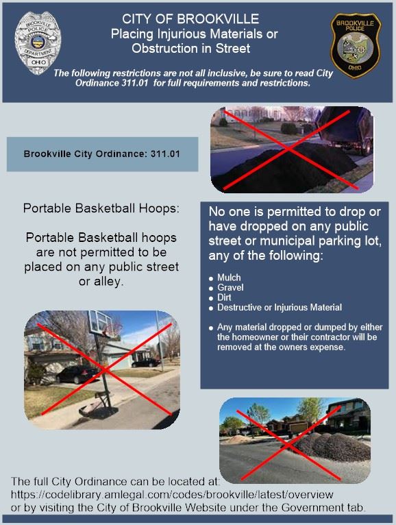 Placing Injurious Materials or Obstruction in Street