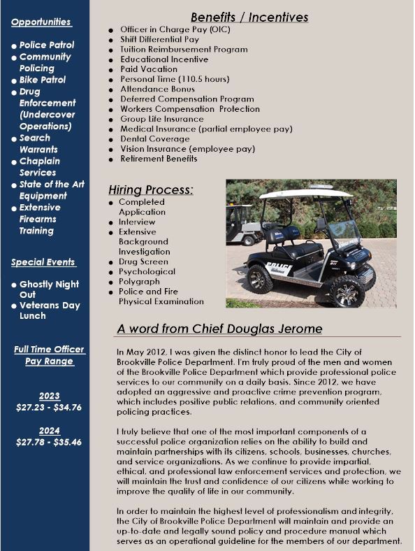The Brookville Police Department is Hiring!